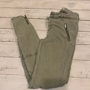 Zara jeans green size US 4 XS zippers skinny